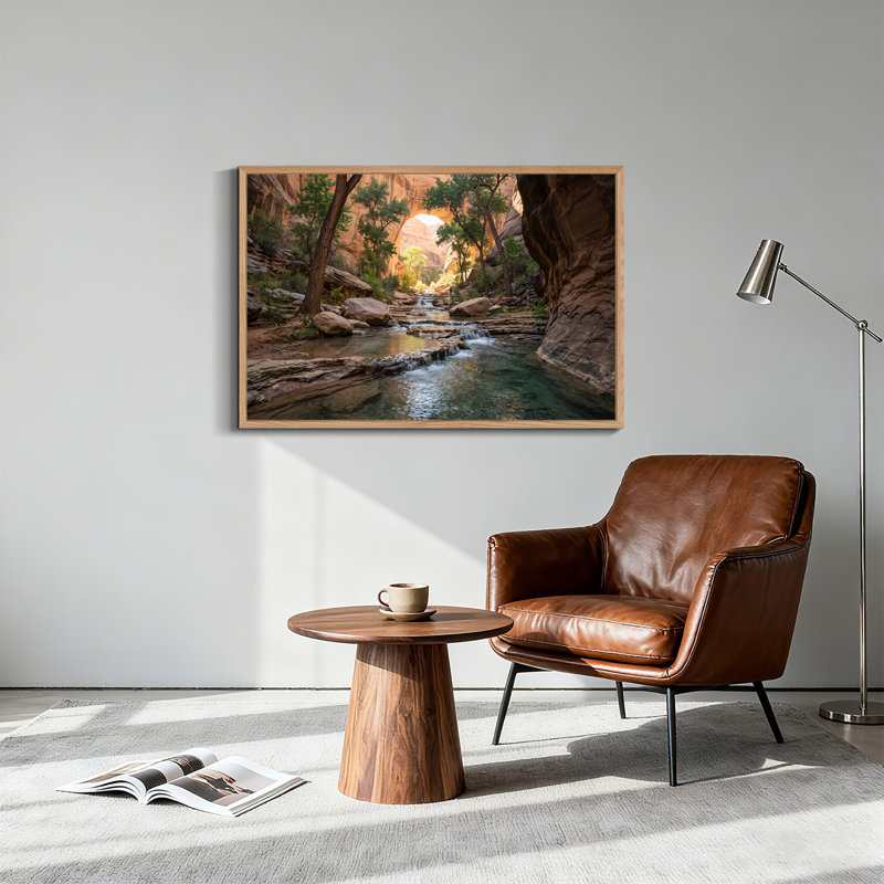 «Red Rock Canyon Stream», art mural sur toile en pierre naturelle, H 24 po x l 36 po