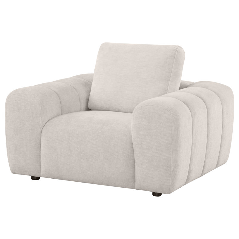 Chaise d'appoint rembourrée en chenille Bantry ivoire, Ivoire ivoire