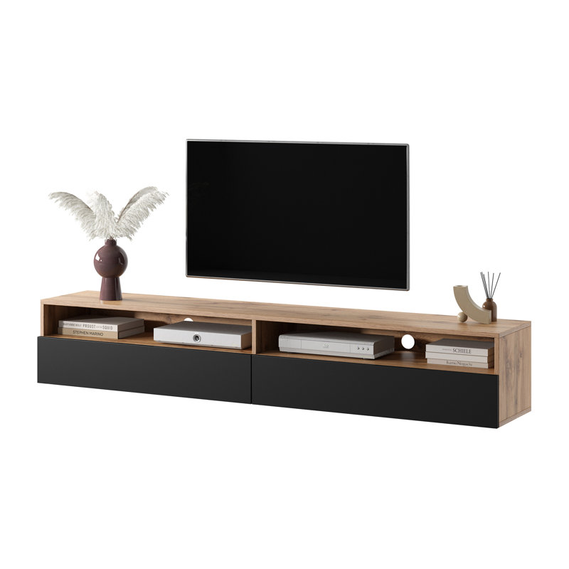 Rodley TV Stand for TVs up to 78", Wotan Oak/Black Gloss
