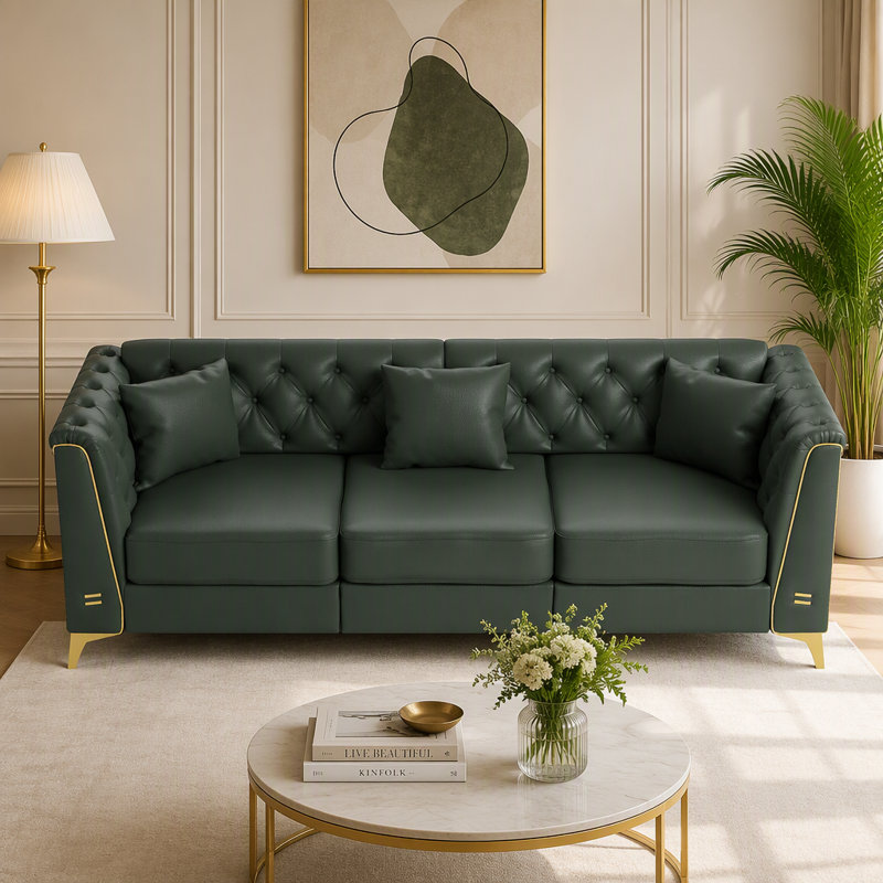 Canapé modulaire Chesterfield avec 3 coussins