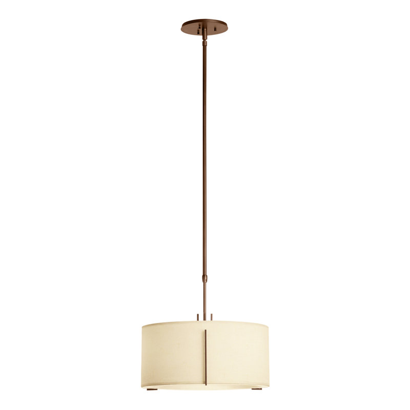Exos 3 - Light Unique/Statement Drum Pendant, Natural Iron, Natural Anna Shade, Medium