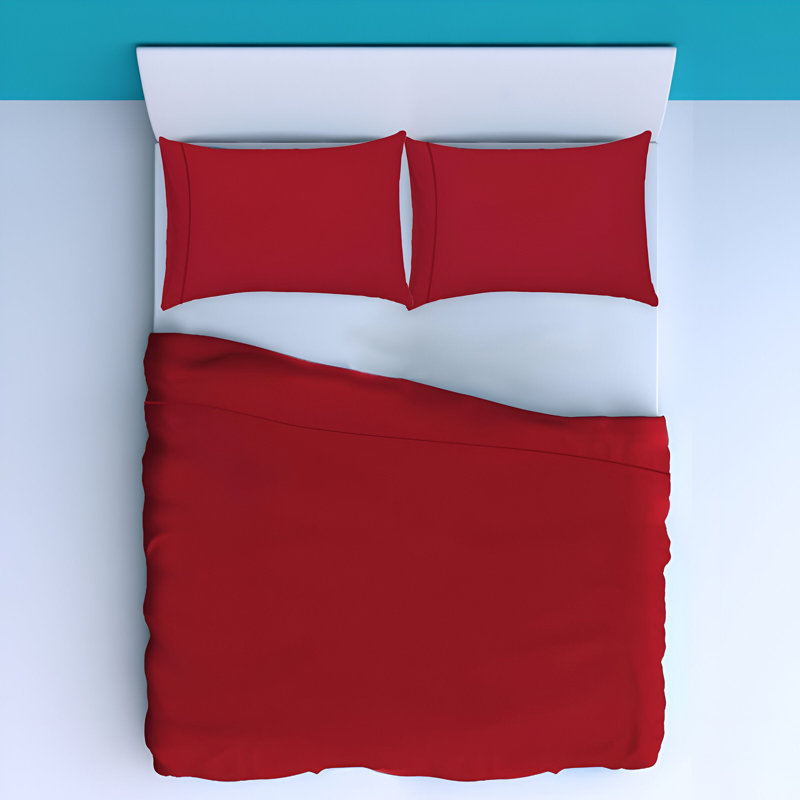 400TC Luxurious Single Embroidery Sateen Solid Cotton 4 Piece Sheet Set Fitted Sheet Fits Upto 16" Deep Pocket, Burgundy