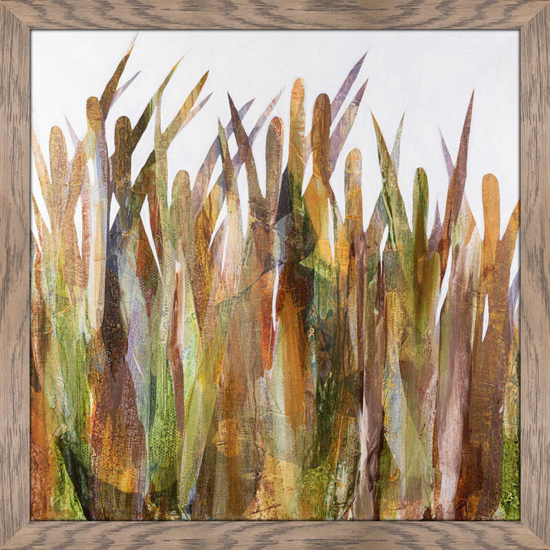 Quenouilles II - Peinture, Cadre taupe délavé, H 31,5 po x l 31,5 po x P 1 po