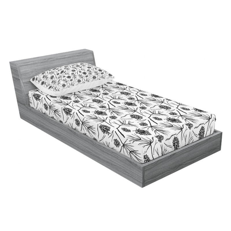 Microfiber Floral Sheet Set, Twin XL Sheet Set with Fitted Sheet