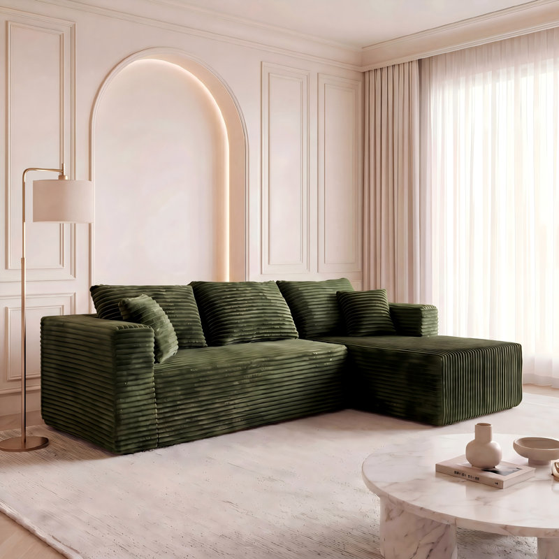 Canapé modulaire Boneless de 93 po, canapé modulaire Cloud avec assise profonde, canapé modulaire moderne en L avec méridienne, fauteuils rembourrés pour le salon, la chambre à coucher, sans assemblage