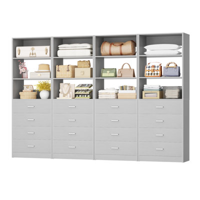 84inch Closet System with Wood Drawers