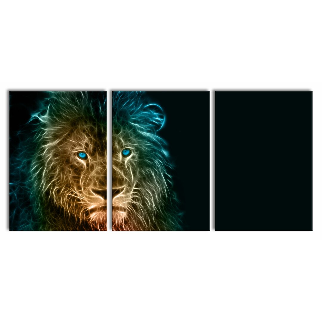 3-tlg. Leinwandbilder-Set Proud Lion Abstract