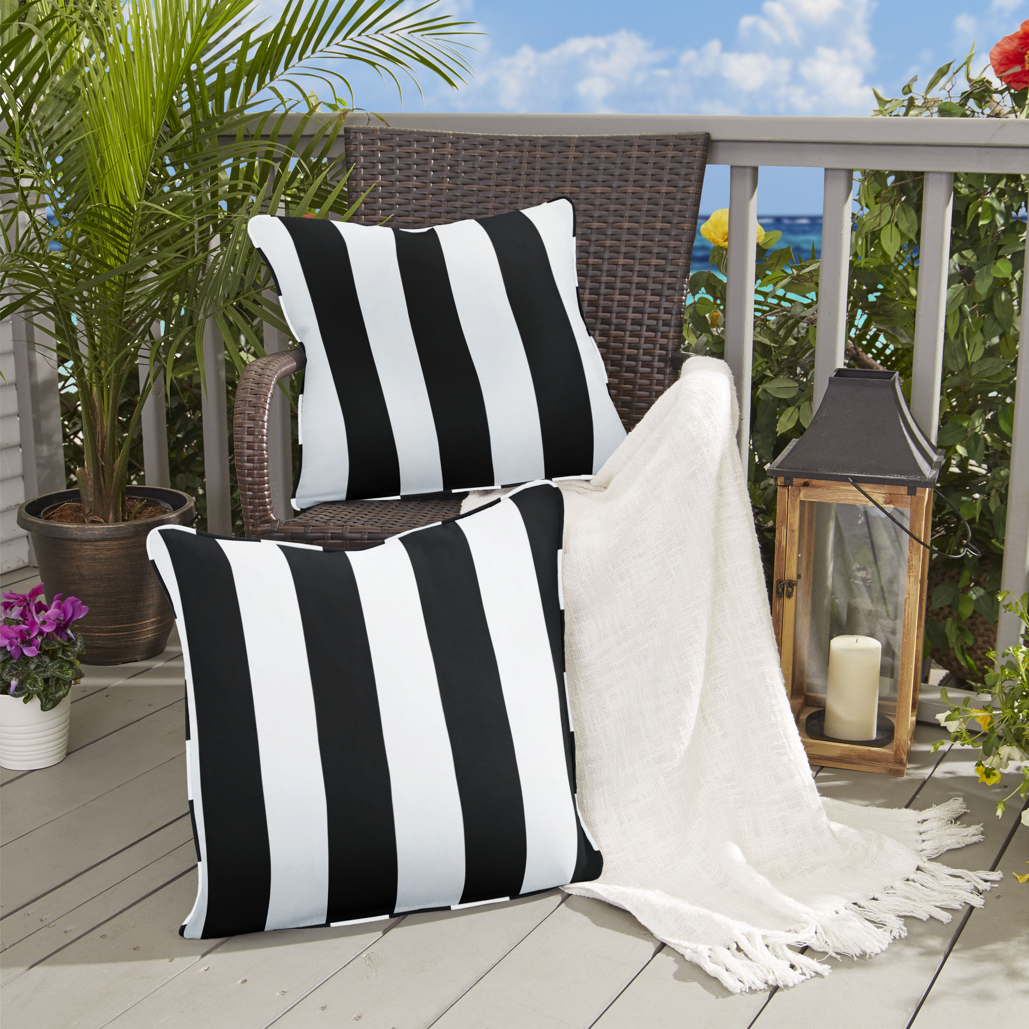 Decorative Pillows Black And White Striped Lumbar Pillow