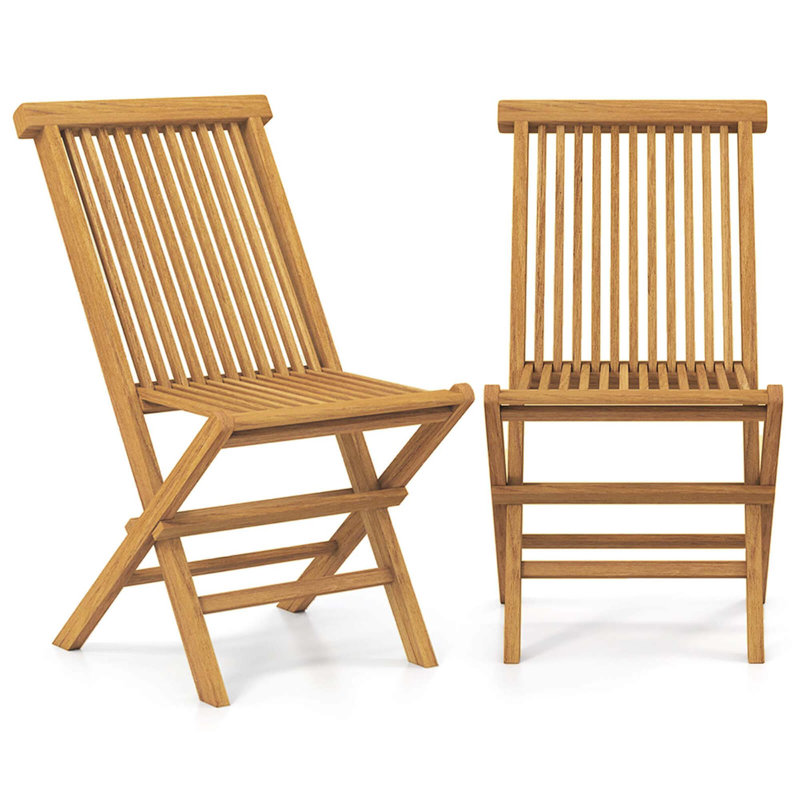 Ensemble de 2 chaises de patio avec siège et dossier à lattes, sans assemblage au bord de la piscine