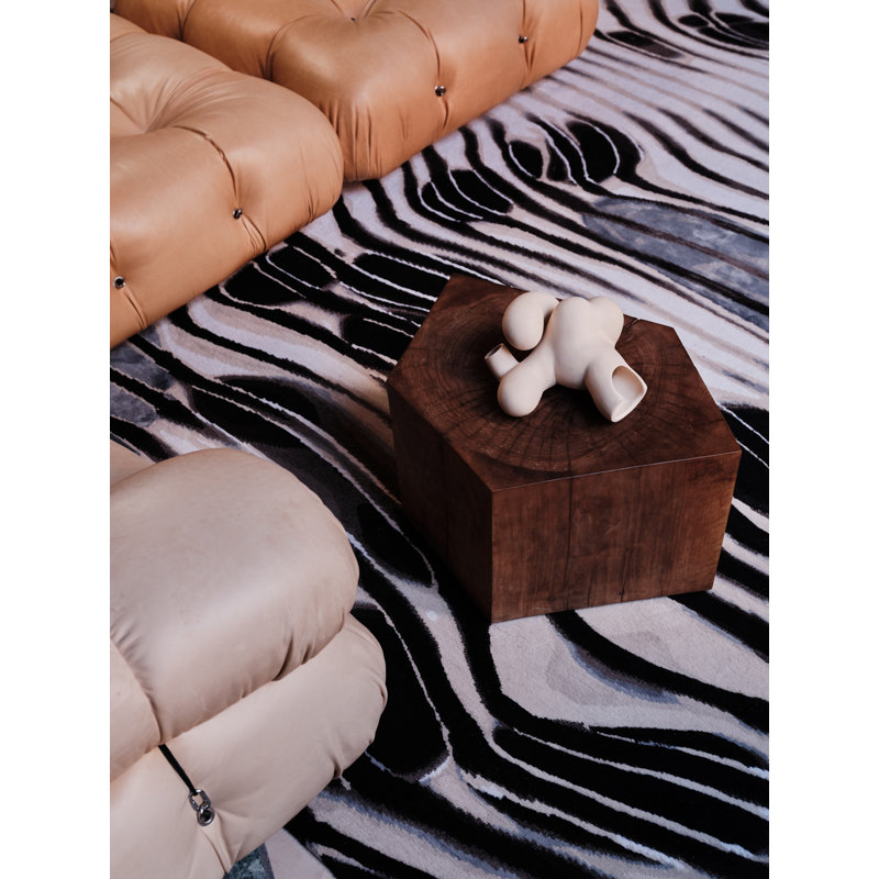 Chihuly Scallop Black Area Rug, Rectangle 6' x 9'