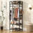 22.75" Rustic Brown & Black Small Clothes Rack, Heavy-Duty Freestanding Closet Organizer With Hanging Rod, 4 Hooks