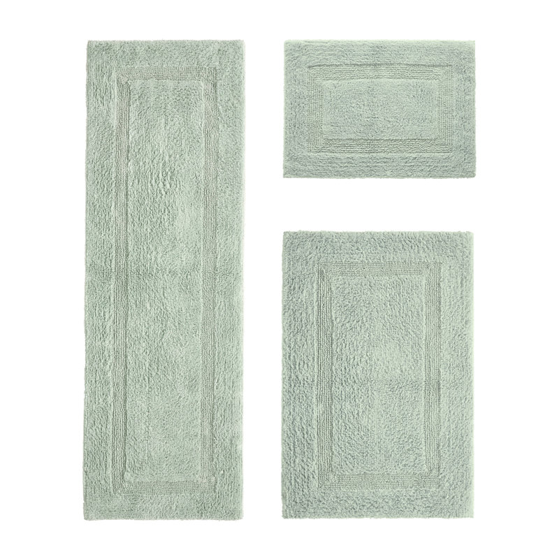 Annerose Premium 100% Cotton 3 Piece Bath Rug Sets, Machine Washable, Super Absorbent & Tufted Weave Reversible Bath Mat for Bathroom, Shower, and Tub, Oeko-Tex Certified Bathroom Rugs