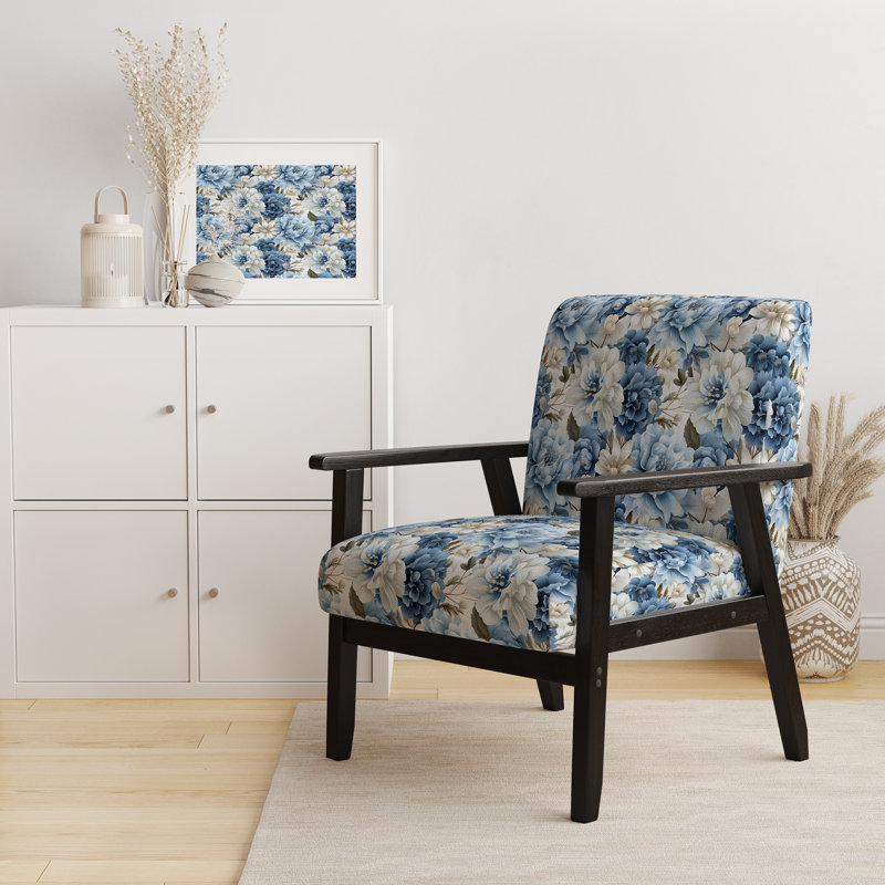 Chaise d'appoint florale Cobalt, Motif floral victorien bleu et blanc II