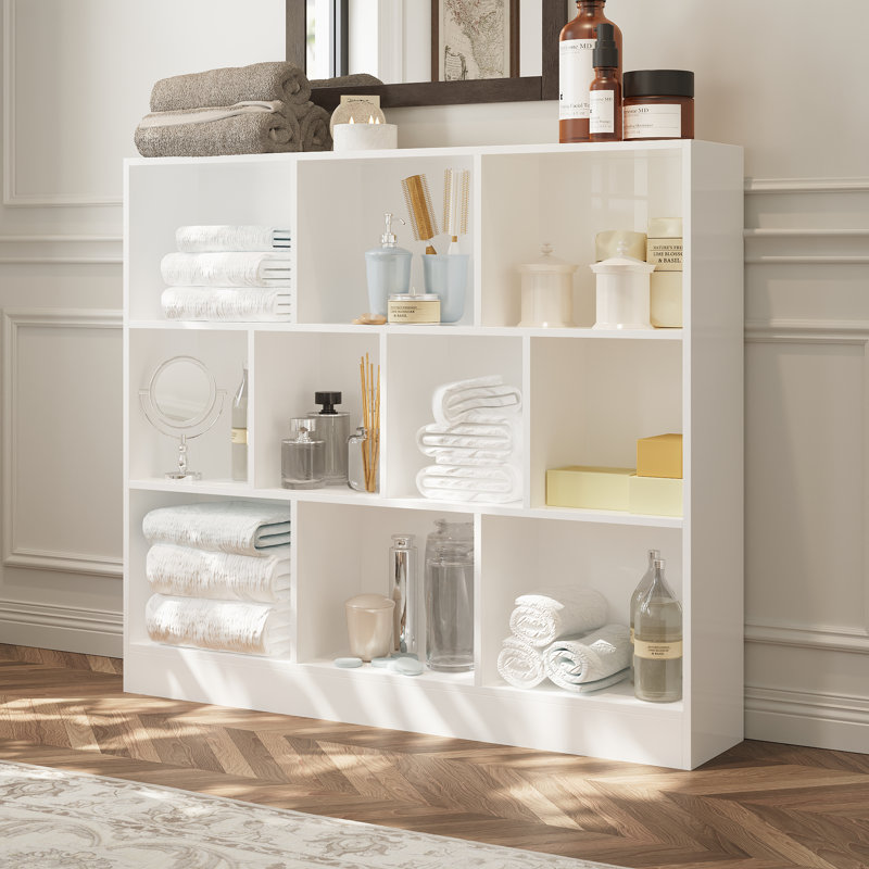 Bibliothèque cubique H 40,9 "Binegar, H 41 po x l 47 po x P 9,4 po, Blanc