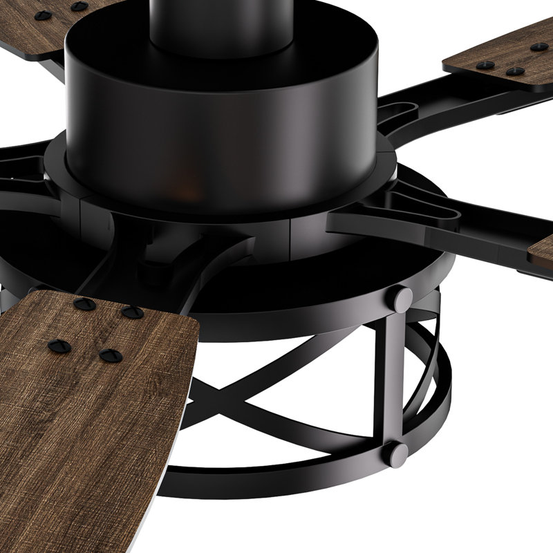 52 Inch Ceiling Fans With Lights And Remote & App Control Farmhouse Ceiling Fan For Bedroom Living Room And Patio Black, 52" 