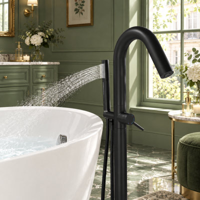 Robinet de baignoire d'extérieur en acier inoxydable 316 avec bec pivotant et douche à main