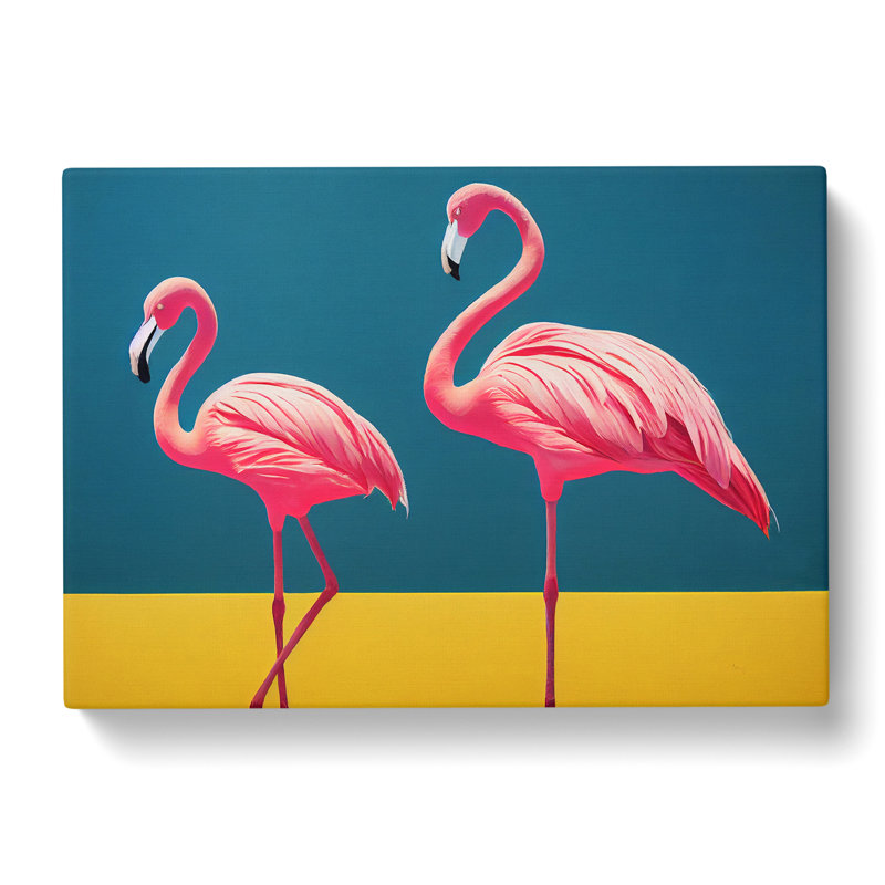 Divine Flamingos - Wrapped Canvas, 35cm H x 50cm W x 3cm D