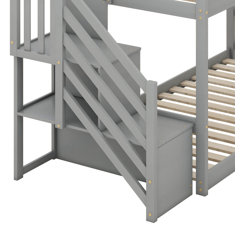 Ventura Kids Twin Over Twin Bunk Bed, Gray