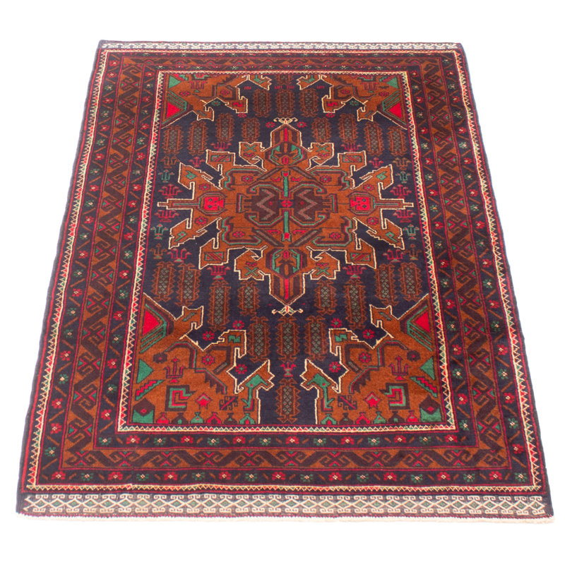 Tapis bleu foncé Teimani 3 pi 8 po x 5 pi 11 po