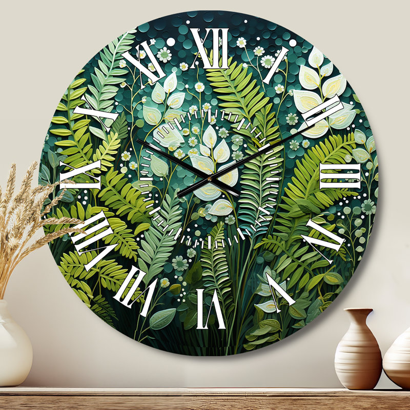 Horloge murale Ferns Plant Ethereal Whispers II, Médium
