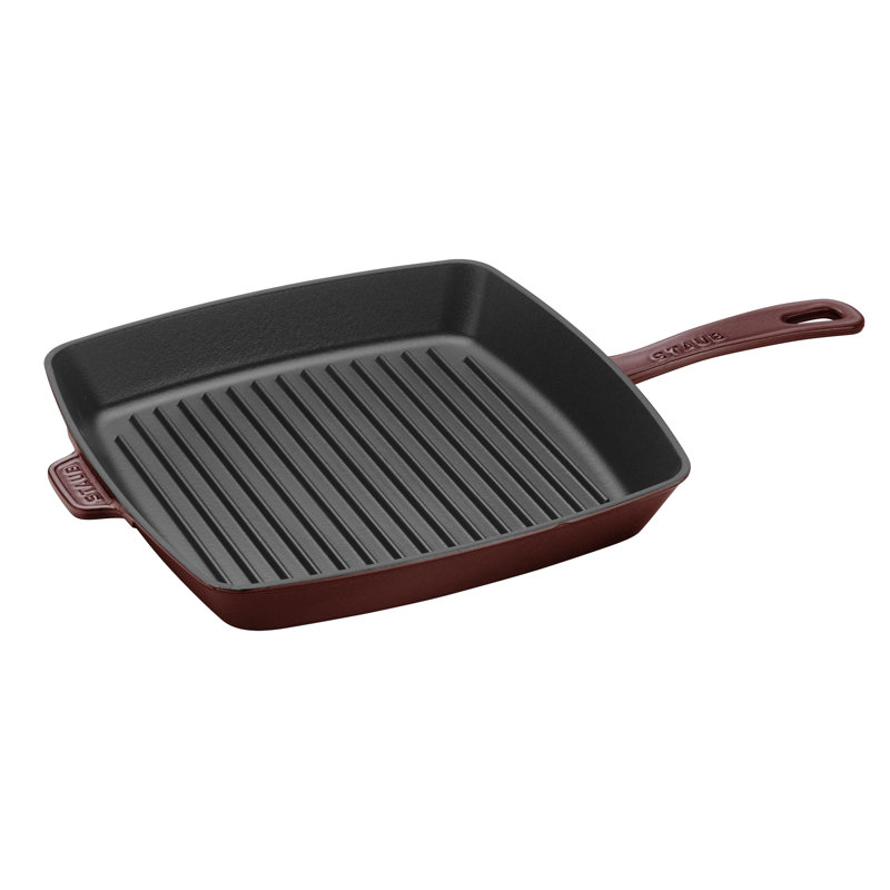 Staub Cast Iron Square Grill Pan, 10" x 10", Grenadine