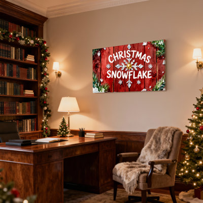 Christmas Christmas Snowflake Wood Pine Decor Set of 3 Canvas Wall Art Prints