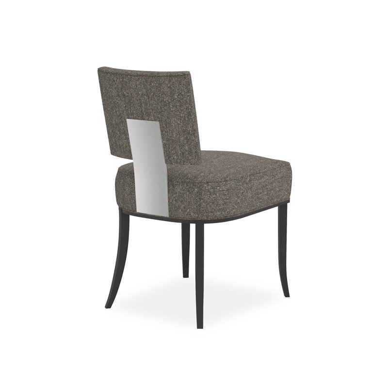 Reserved Seating Sateen Upholstered Side Chair, Gray, Black/Chrome
