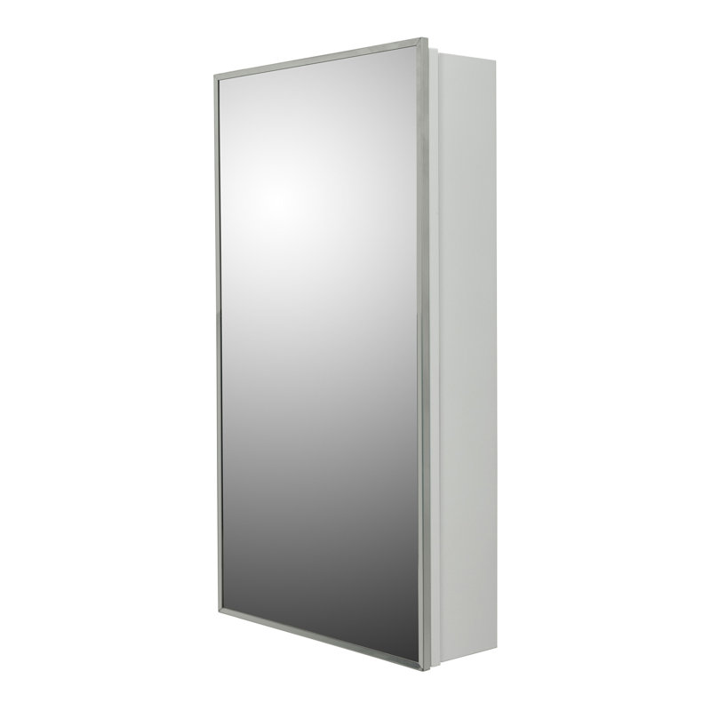 Armoire à pharmacie avec porte et miroir inclinable avec cadre Neponset, 16 po x 30 po, Fixé à la surface