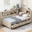 Twin Size Daybed With Shelves And 3 Drawers, Antique White, , No Box Spring Required Wood Multi Space, White Milk Color, Needed-1033992742