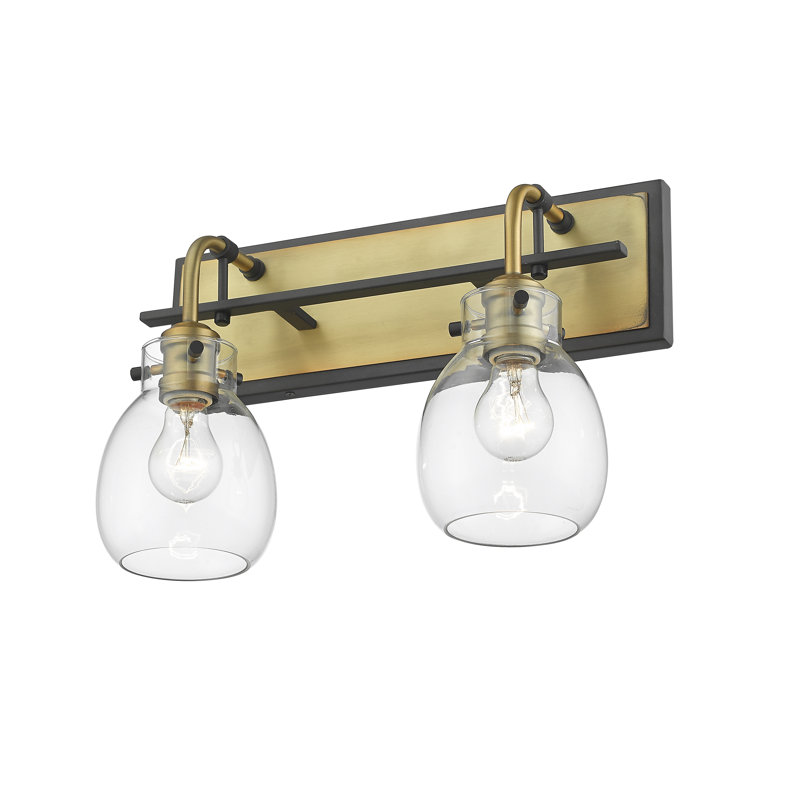Appliquee à bras 2 lumières Lang, Noir mat / laiton vieilli