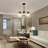 3-Light  Height Adjustable Black Chandelier with Glass Globe Shades