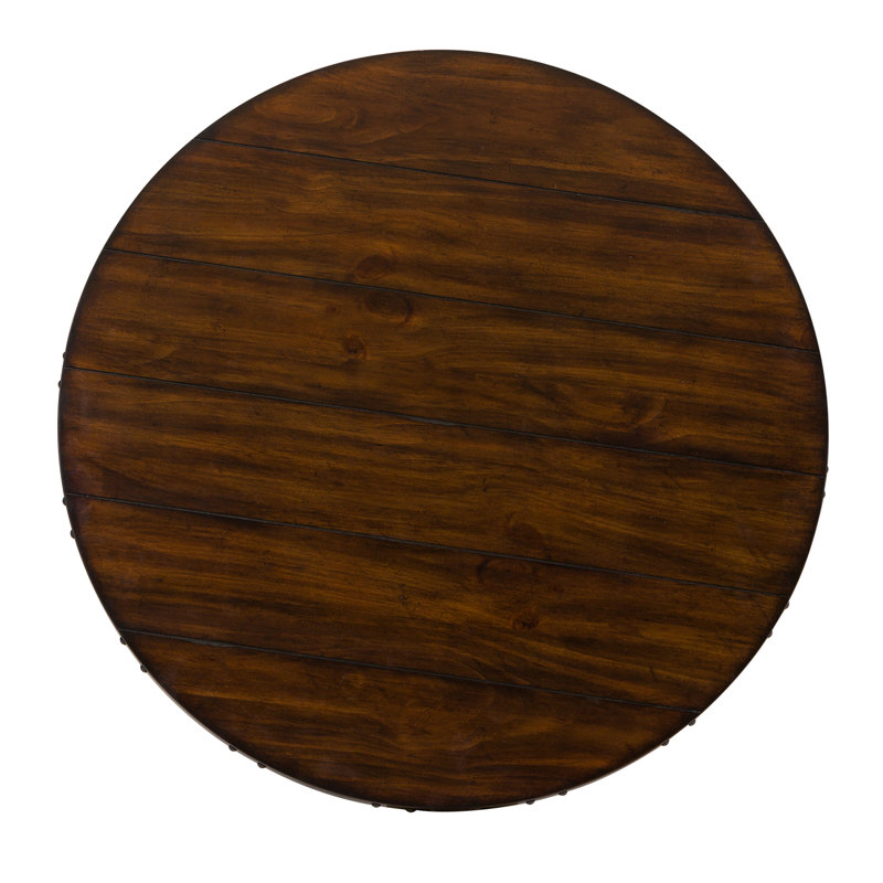 Rustic Brown Round Wood Cocktail Table with Storage