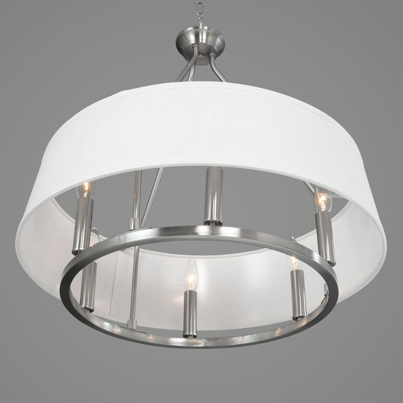 Elex 6 - Light Dimmable Drum Chandelier, Brushed Nickel