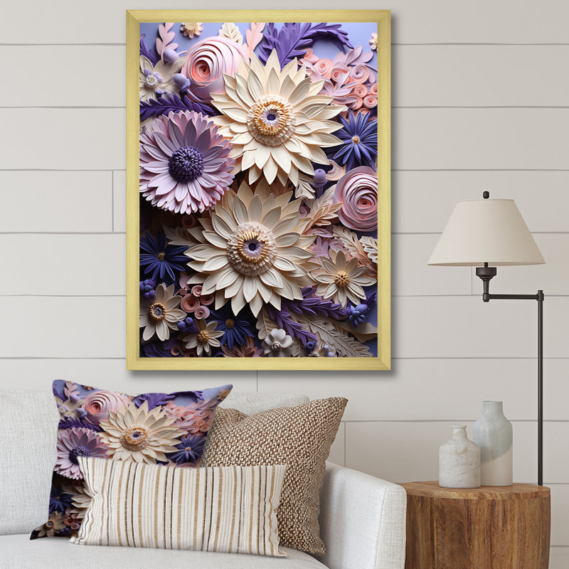 «Population Daisy Bloom Simple Beauty II», reproduction sur toile, Cadre doré simple, H 44 po x l 34 po x P 1,5 po