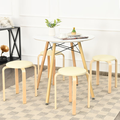 Upholstered Counter Stool with Solid Wood Frame