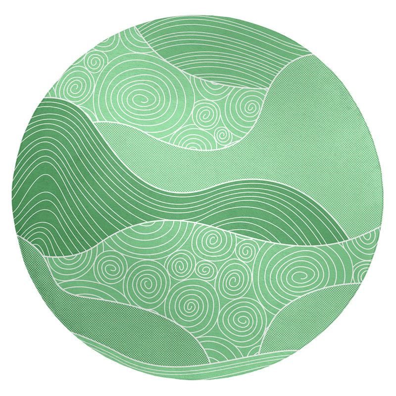 Tapis de la zone verte à l’ondulation à la main classic, Rond 5 pi
