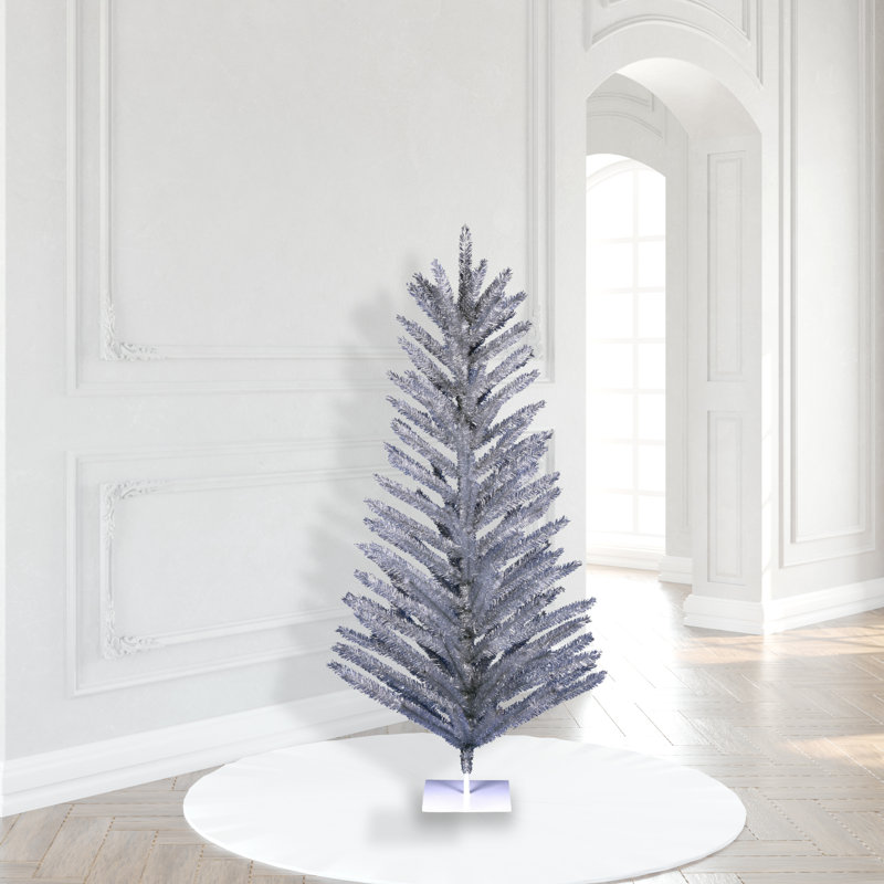 Arbre de Noël artificiel en aluminium rétro 6 pi x 43 po Vickerman, non éclairé, 6'