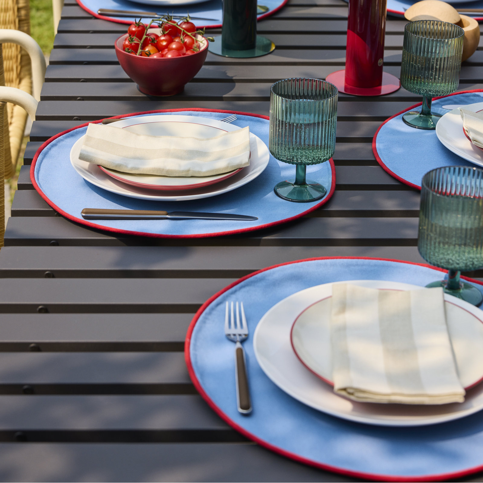 Reversible Placemat, French Blue/Red