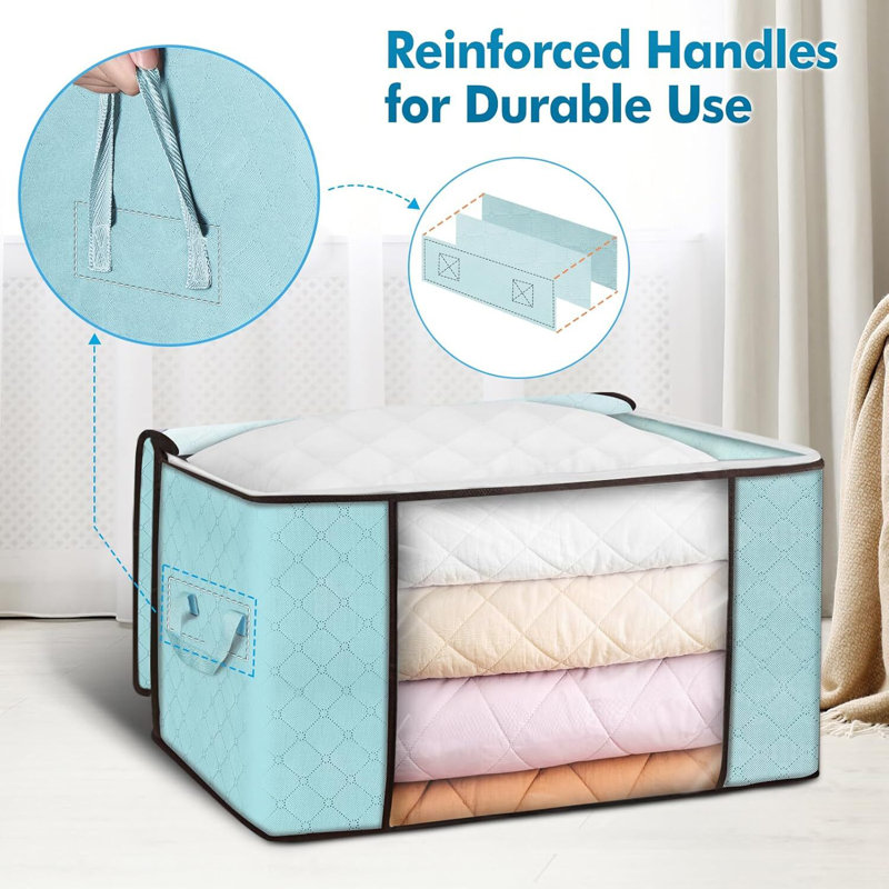 90 L 2 Pack Clothes Storage Bins Foldable Closet Organizer Storage Containers Storage,, Blue