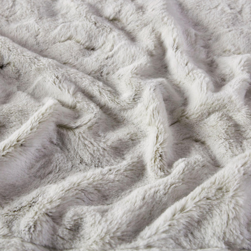 1PC Faux Fur Blanket, Beige, King