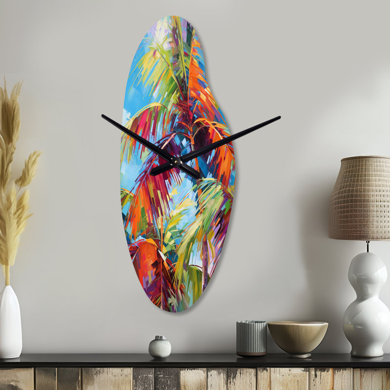 Horloge murale incurvée Popart Palm Trees II - Palm Trees, Médium