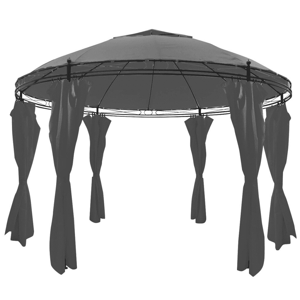 Gazebo mit Vorhängen Rund 3.5x2.7m