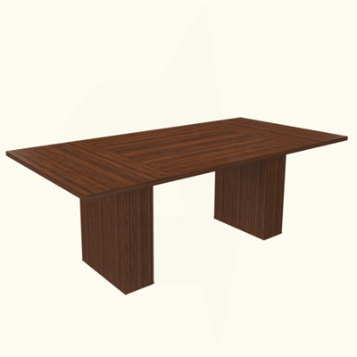 Long Dining Table With Storage Base In Natural Wood Veneer, Rectangular MDF Farmhouse Table For 6, Modern Rustic Kitchen Table For Dining Room