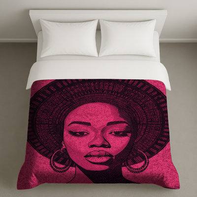 Portrait rose avec housses de couette