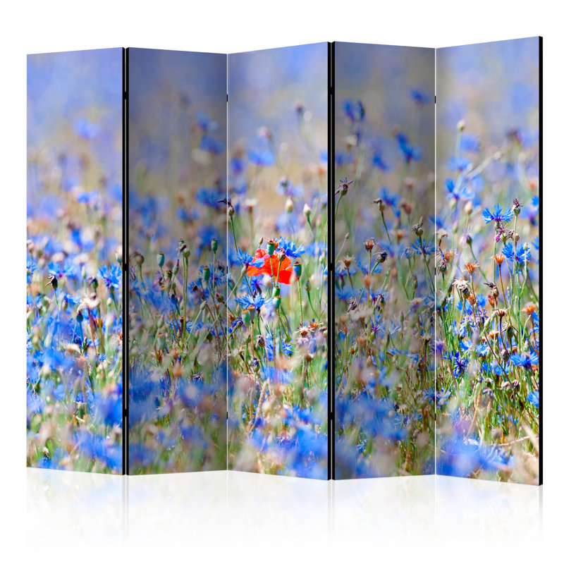 225cm W x 172cm H 5 - Panel Solid Wood Folding Room Divider