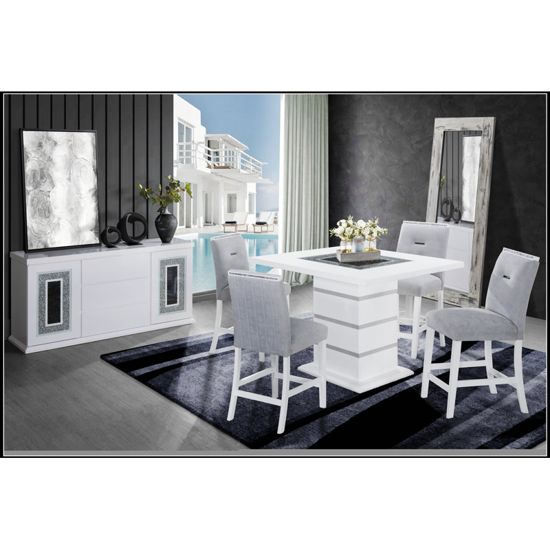 TABLE DE BAR ARIYA BLANC au design épuré et à la fabrication durable pour les cuisines modernes et les espaces de divertissement
