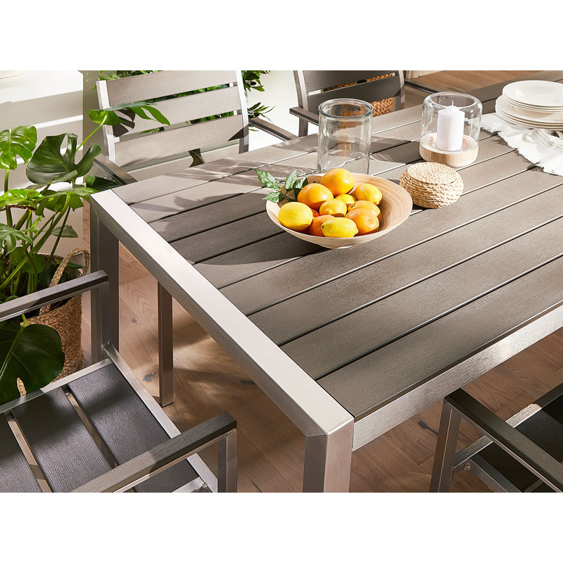 Hillegier Rectangular 180Cm L Table, Grey, Silver