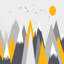 Sommets géométriques au lever du soleil - motif de montagne jaune nordique-1065517179