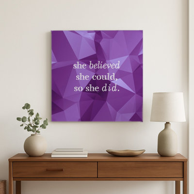 She Believed She Could, So She Did — Distressed Chalkboard — Square Metal Wall Art