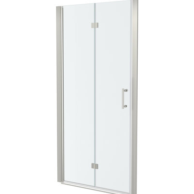 Porte de douche en verre trempé de 34 po x 72 po en nickel brossé - Ajustable à l'eau, réglable, délicate l 34 po x H 72 po